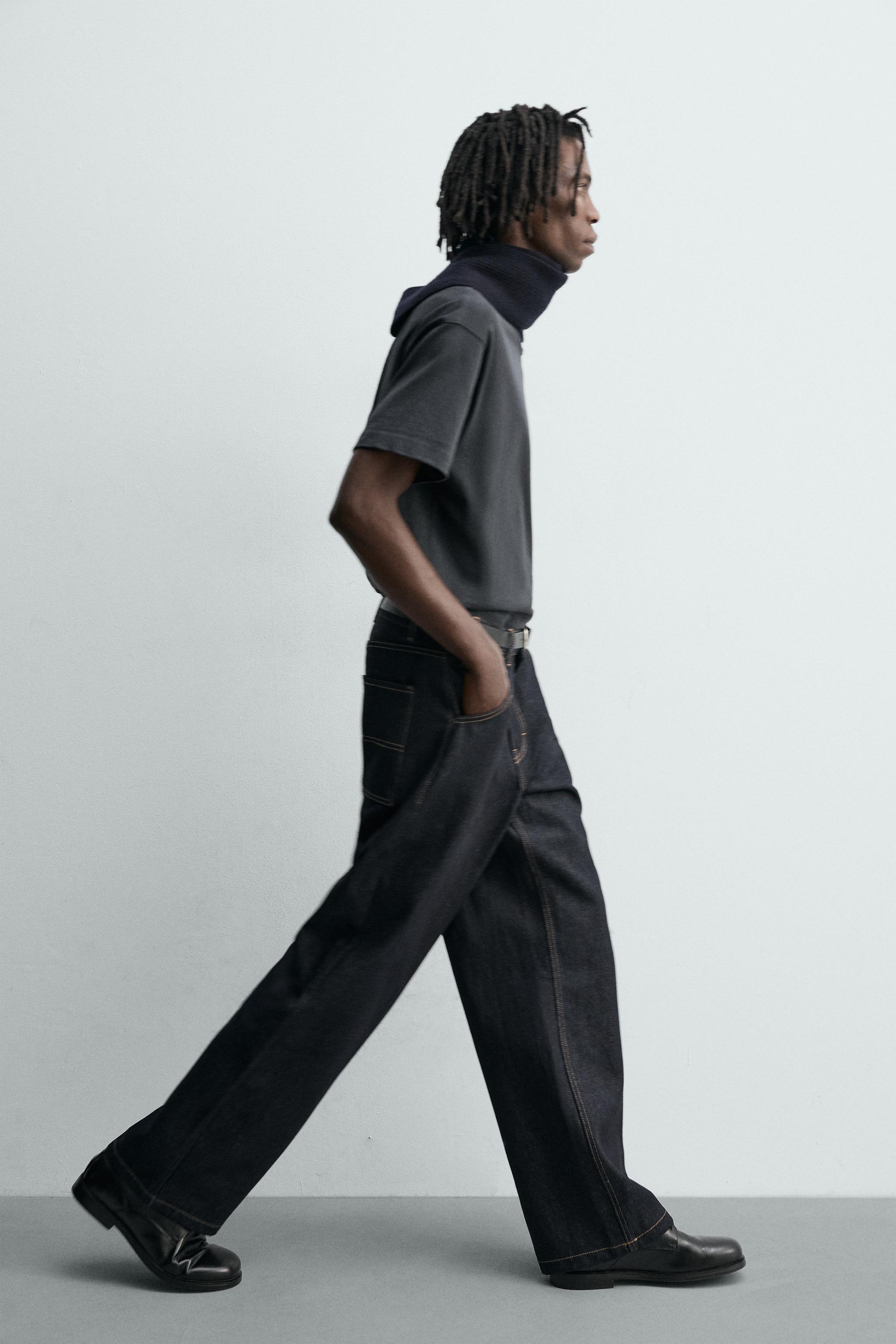 BAGGY FIT CARPENTER JEANS WITH TOPSTITCHING